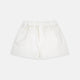 Turnbull & Asser Cream Silk Boxer Shorts feature an elastic waistband and a minimalist design, offering comfort and timeless style in premium silk, beautifully displayed flat on a light gray background.