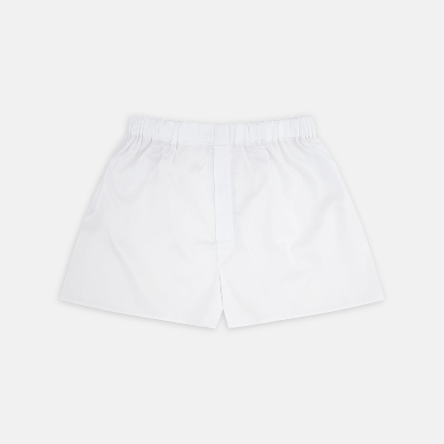 View 1 of product Turnbull & Asser White Herringbone Sea Island Quality Cotton Boxer Shorts feature an elastic waistband and are shown flat on a white background.
