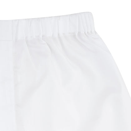 White Herringbone Sea Island Quality Cotton Boxer Shorts Image 1