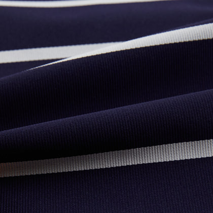 Silver Stripe and Navy Silk Cravat Image 3