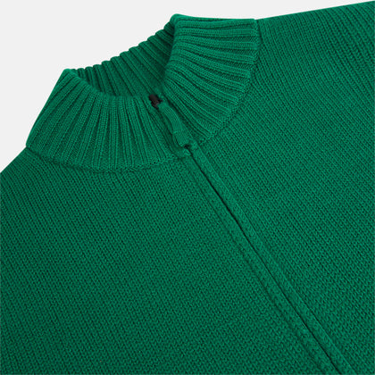 Forest Green Merino High Neck Zipped Cardigan Image 1