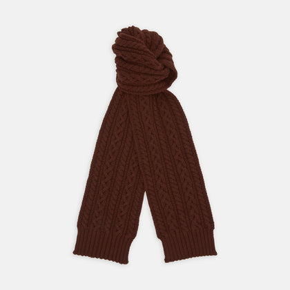 Red Grouse Cable Knit Cashmere Scarf