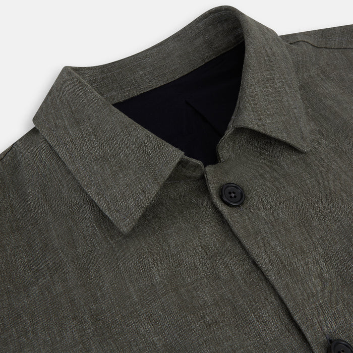 Olive Linen Holland Shacket Image 1