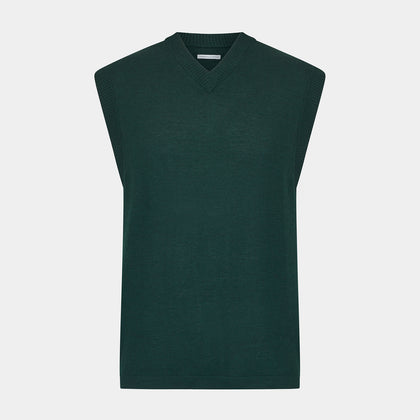 Petrol Green Fine Merino V-Neck Vest