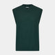 Turnbull & Asser's Petrol Green Fine Merino V-Neck Vest is shown from the front on a white background, highlighting its classic and simple sleeveless design.