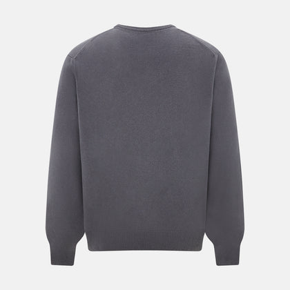 Grey V-Neck Cashmere Jumper Image 2