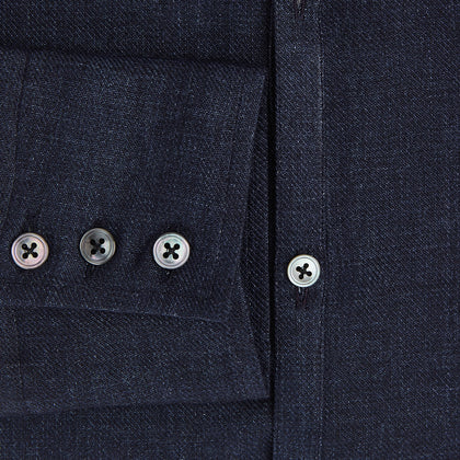 Navy Linen Windsor Shirt Image 3