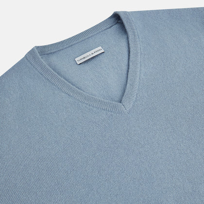 Frost Blue Cashmere V-Neck Jumper Image 1