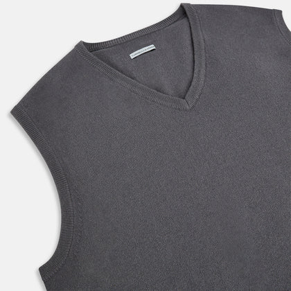 Slate Grey V-neck Cashmere Vest Image 1
