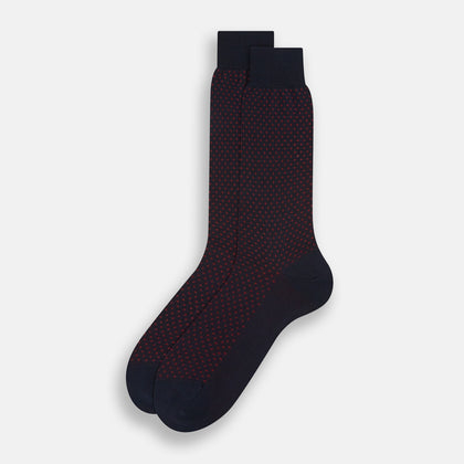 Navy/Red Motif Mid-Length Socks Image 1