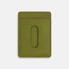 View 2 of product Moss Green Two-slot Card Case by Turnbull & Asser, crafted from Italian leather with neatly stitched edges and the brand name in white at the bottom center, displayed on a plain white background.