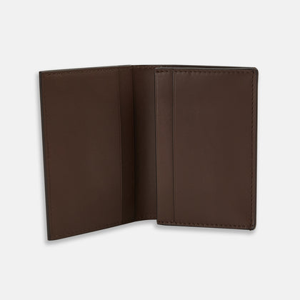 Dark Brown Leather Bi-Fold Card Holder Image 1