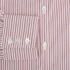View 4 of product The Red Ticking Stripe Westminster Shirt by Turnbull & Asser features long sleeves, a button-up front, and vertical red and white stripes, shown flat on a white background.