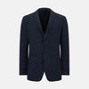 View 1 of product The Turnbull & Asser Navy Linen Blend Cambridge blazer features British tailoring with a notched lapel, two buttons, and three front pockets, shown on a plain white background.