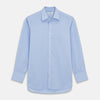 View 1 of product A Turnbull & Asser Blue and Pink Prince of Wales Check Mayfair Shirt with long sleeves, classic collar, buttoned front and cuffs, is neatly laid flat on a white background.
