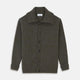 The Turnbull & Asser Green and Grey Cashmere Melange Lowry Cardigan is a long-sleeve piece with a revere collar, button-up front, and ribbed cuffs and hem, shown laid flat on a white background.