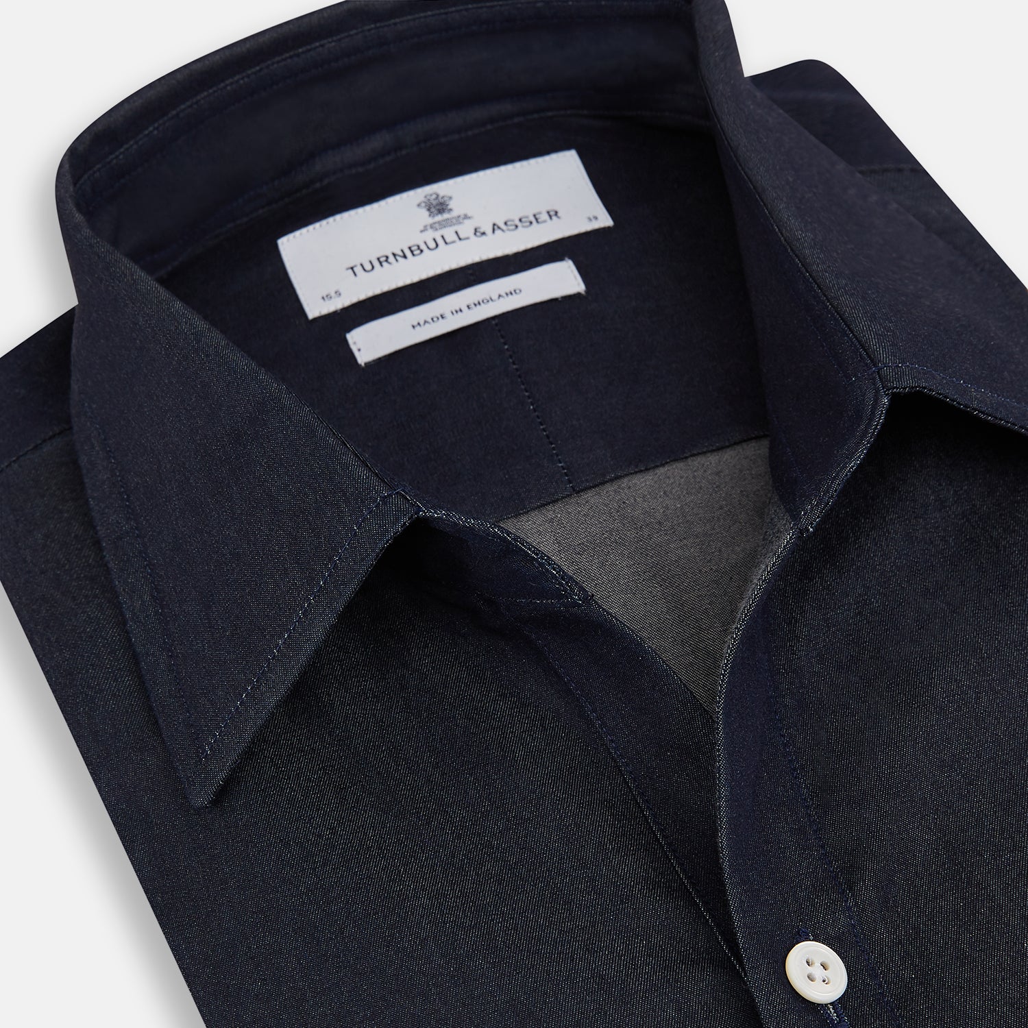 View 2 of product The Navy Piccadilly Shirt from Turnbull & Asser, featuring buttons, is ideal for both casual and formal occasions.