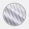 View 1 of product A close-up of Turnbull & Asser’s Red and Blue Multi Stripe Cotton Fabric, featuring evenly spaced thin blue and red stripes on white cotton, shown inside a circular frame on a light gray background.