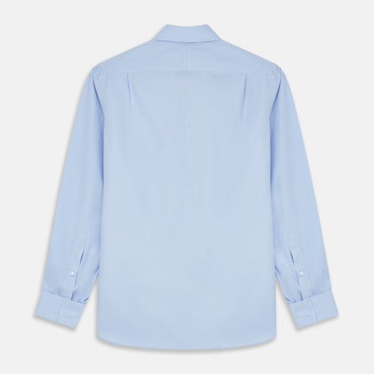 Tailored Fit Blue Cotton Shirt with Kent Collar and Double Cuffs Image 2