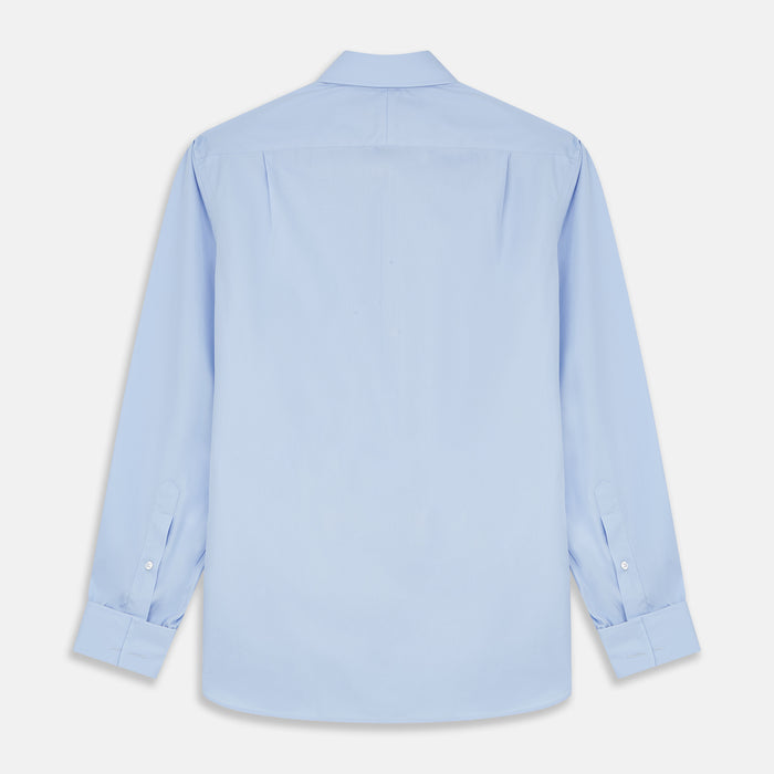 Tailored Fit Blue Cotton Shirt with Kent Collar and Double Cuffs Image 2