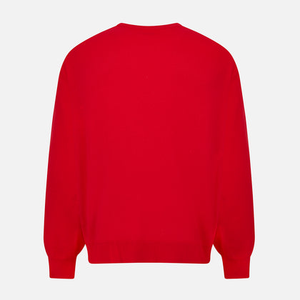 Red Cashmere Round Neck Jumper Image 2