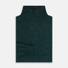 View 4 of product The Forest Green Melange Half-Zip Cashmere Jumper by Turnbull & Asser features a high collar and long sleeves, showcased against a plain white background.