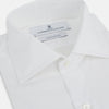 View 2 of product The Turnbull & Asser Tailored Fit Plain White Cotton Shirt features a classic kent collar and 3-button cuffs, displayed against a white background.