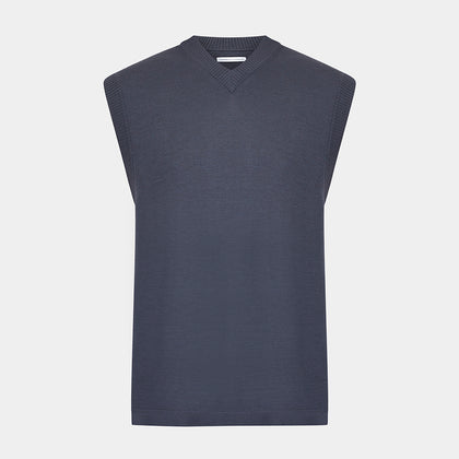 Grey Fine Merino V-Neck Vest Image 3