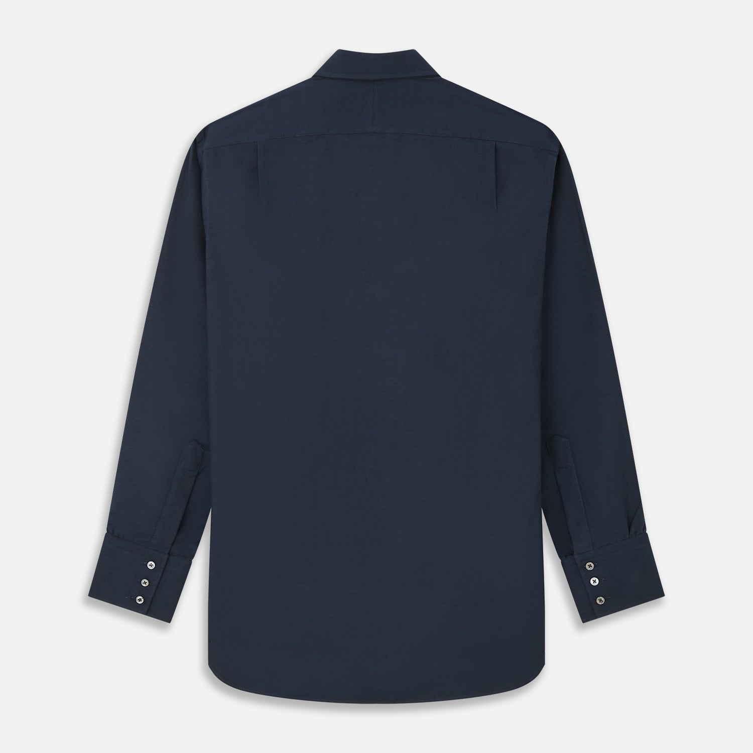 View 5 of product The Turnbull & Asser Navy Cotton Regular Fit Mayfair Shirt is a long-sleeved men’s formal shirt with a collar and white buttons, shown against a plain white background.