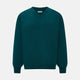 The Moss Green Cashmere V-Neck Jumper by Turnbull & Asser features long sleeves with ribbed cuffs and hem, shown on a plain white background.