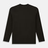 View 3 of product The Dark Chocolate Long-Sleeve T-shirt by Turnbull & Asser, featuring a plain crew neck design with no visible logos, is laid flat on a white background to showcase its quality and versatility.