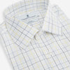 View 2 of product The Turnbull & Asser Yellow and Blue Grid Check Mayfair Shirt features a long-sleeve button-up design with a yellow and blue grid pattern, shown against a plain white background.