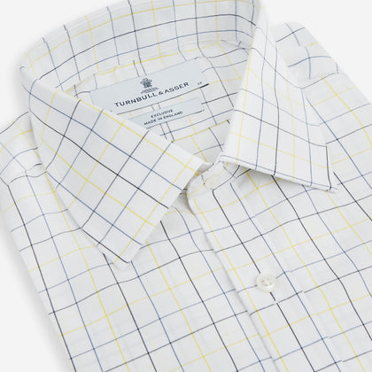 Yellow and Blue Grid Check Mayfair Shirt Image 1
