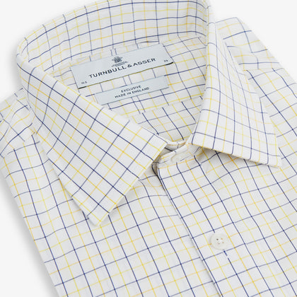Yellow Overlay Grid Check Mayfair Shirt Image 1