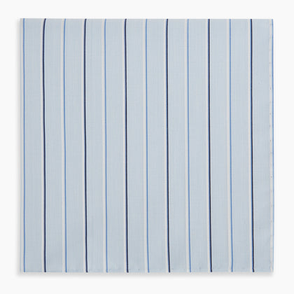 Navy and Blue Combination Stripe Hand-Rolled Handkerchief Image 3
