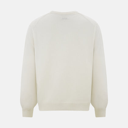 White Cashmere V-Neck Jumper Image 2