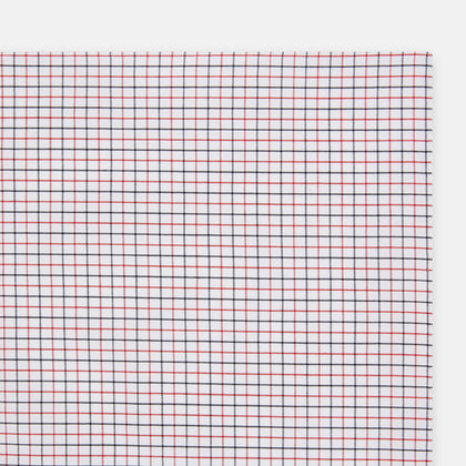 Hand Rolled Red and Navy Graph Check Handkerchief Image 1