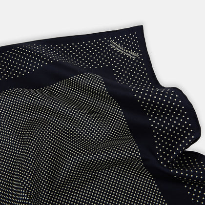Navy and Cream Dot Silk Pocket Square Image 1