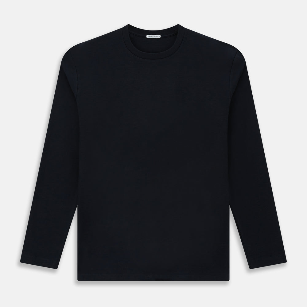 A plain navy long-sleeve crewneck by Turnbull & Asser is displayed on a white background, featuring a simple, classic design with no visible logos or patterns.