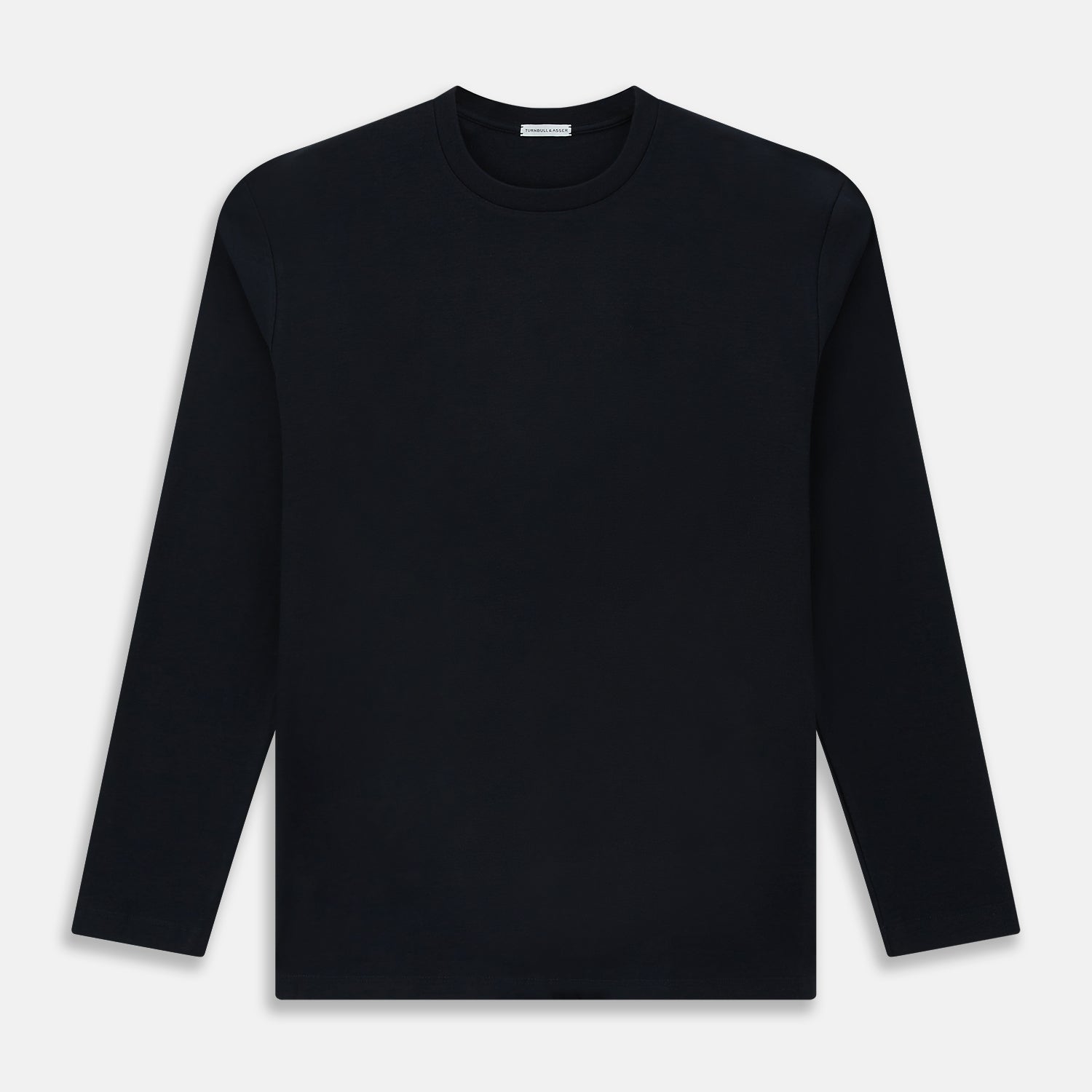 View 1 of product A plain navy long-sleeve crewneck by Turnbull & Asser is displayed on a white background, featuring a simple, classic design with no visible logos or patterns.