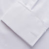 View 3 of product The Turnbull & Asser WHITE TAILORED FIT DRESS SHIRT features a pointed collar, buttoned cuffs, and a concealed button placket, shown on a plain white background.