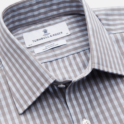 Pale Blue Multi Check Cotton Regular Fit Mayfair Shirt Image 1