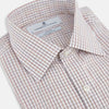 View 2 of product The Turnbull & Asser Multicoloured Check Mayfair Shirt is a long-sleeve, button-up shirt with a classic collar and buttoned cuffs, showcasing a true British checkered pattern on a white background.