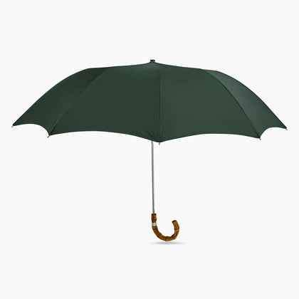 Forest Green Telescopic Umbrella with Whangee Crook Handle Image 3