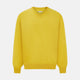 The Turnbull & Asser Canary Yellow Fine Merino V-Neck Jumper, crafted from soft knitwear, features long sleeves and is displayed on a white background.