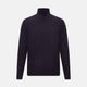 The Turnbull & Asser Dark Purple Fine Merino High Neck Jumper is shown against a white background. This classic sweater features a fitted collar and a simple, timeless design with no visible patterns or logos.