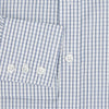 View 4 of product The Turnbull & Asser Blue Multi Tattersall Check Mayfair Shirt is a long-sleeved, button-down shirt featuring a small blue and white check pattern, pointed collar, and cuffs, shown laid flat on a white background.