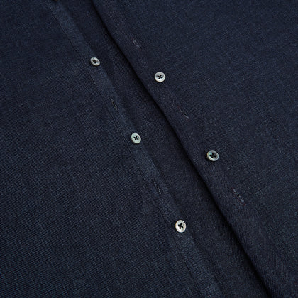 Navy Linen Windsor Shirt Image 6