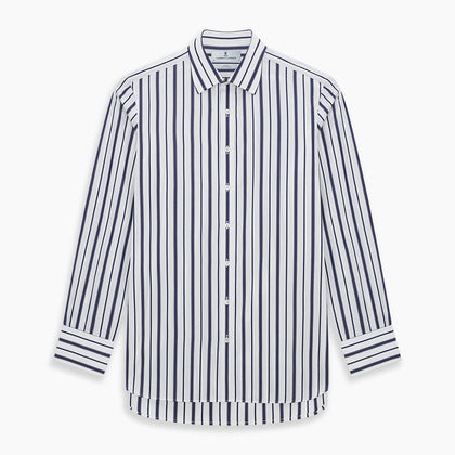 Navy Double Stripe Mayfair Shirt Image 6