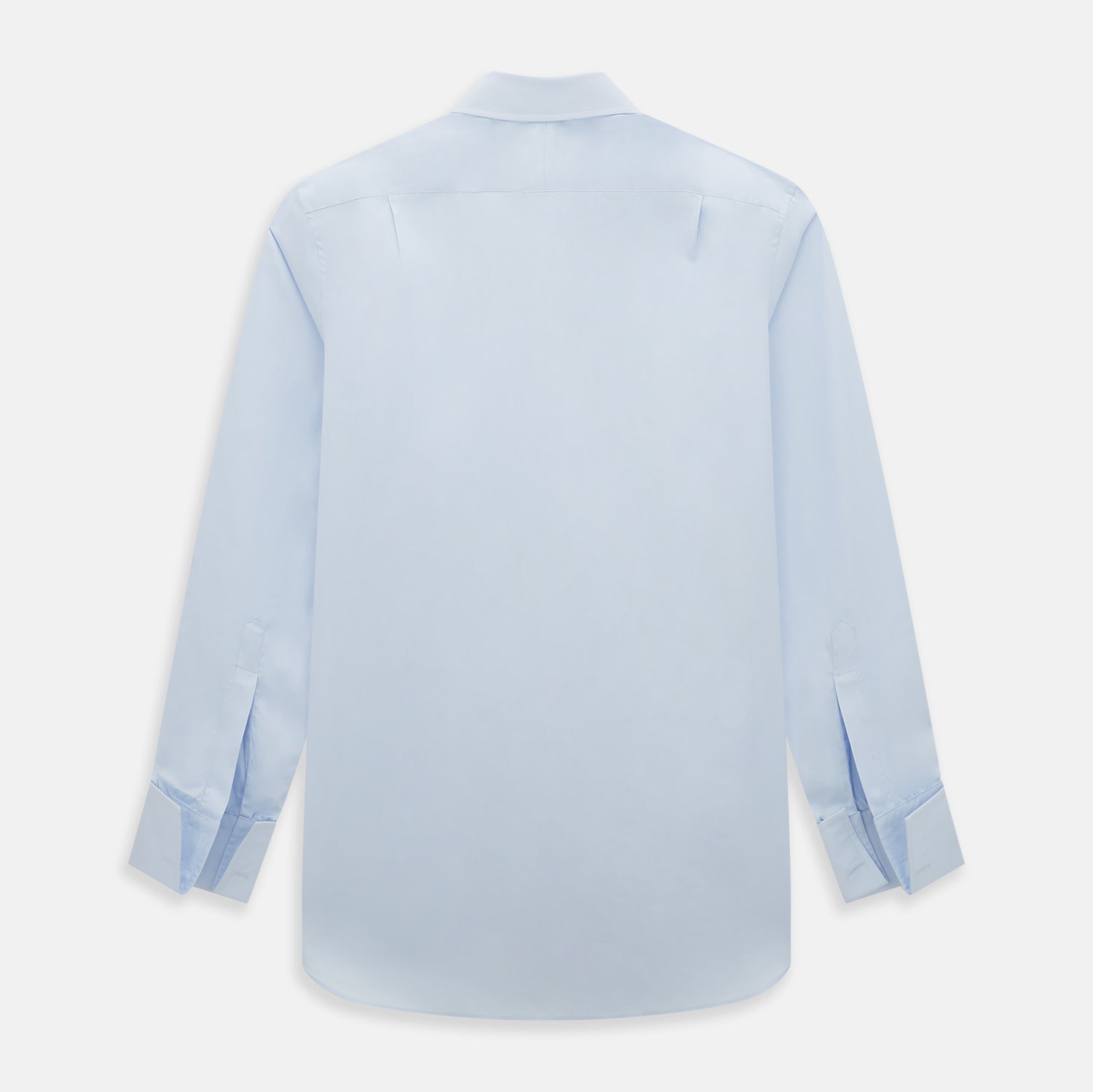View 3 of product The Turnbull & Asser Light Blue Mayfair Shirt features white buttons, a classic collar, and buttoned cuffs—styled flat on a white background, it’s ideal for minimalist outfits or pairing with bold ties.